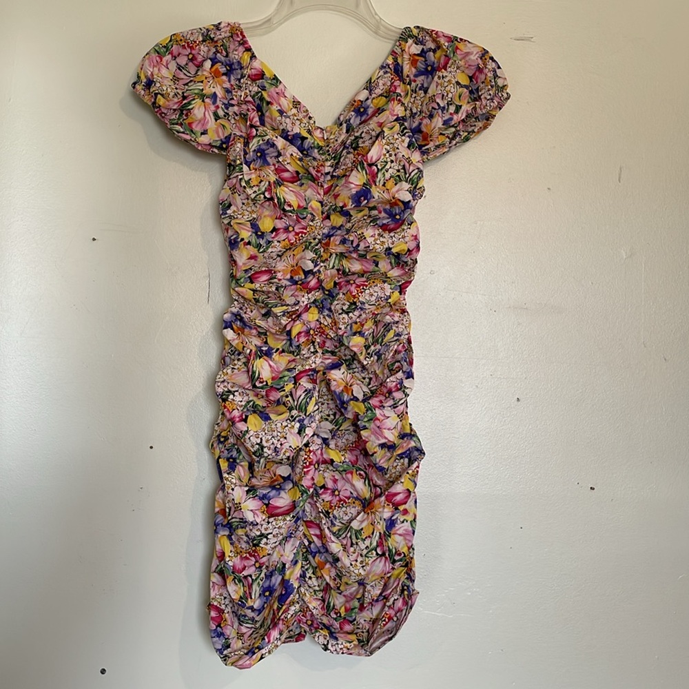 Zara Ruched Dress with Bright Floral Print, size S - Picture 8 of 11